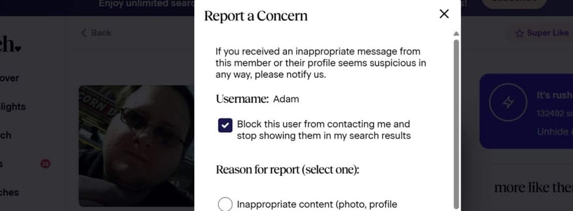 Match reporting page
