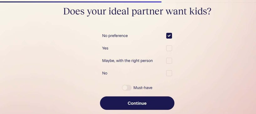 Match signup question