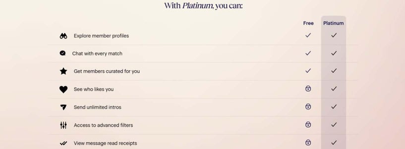 Match Platinum features