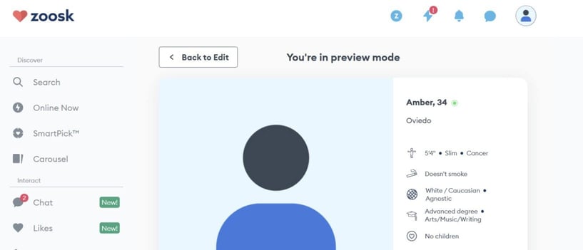 Zoosk profile