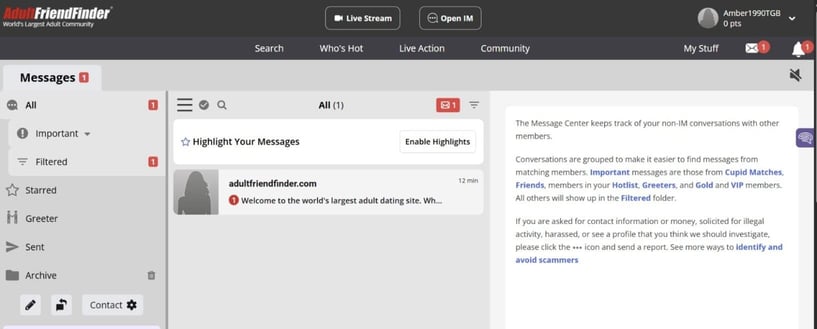 AFF message inbox AFF message inbox