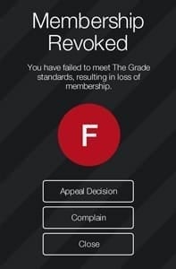 Screenshot of the âmembership revokedâ page
