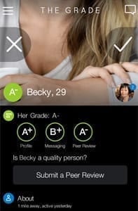 An example of a profileâs grades on The Grade app