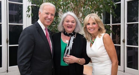 NCDSV's President Deborah Tucker with Vice President Joe Biden and Dr. Jill Biden at a celebration of the Violence Against Women Act's passage at their home outside Washington, D.C. 