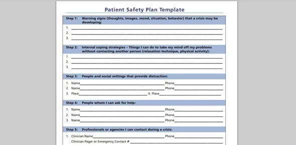 Photo of NSPL safety plan template