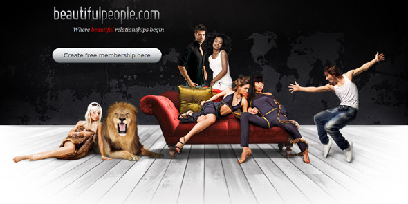 Screenshot of BeautifulPeople.com homepage