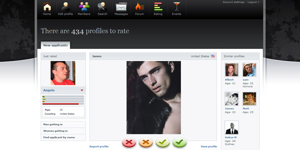 Screenshot of BeautifulPeople.com voting system