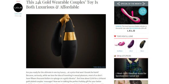 Screenshot of EmandLo.com's sex toy reviews