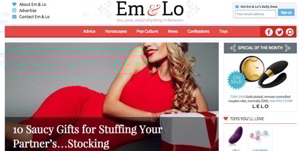 Screenshot of EmandLo.com homepage