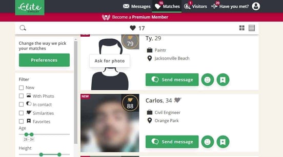 Screenshot of EliteSingles