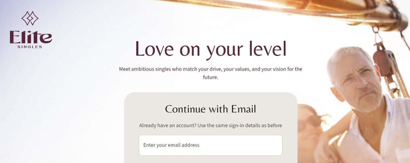 Elite Singles homepage Elite Singles homepage
