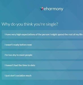 Screenshot of eharmony's quiz