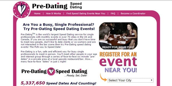 Screenshot of Pre-Dating.com homepage