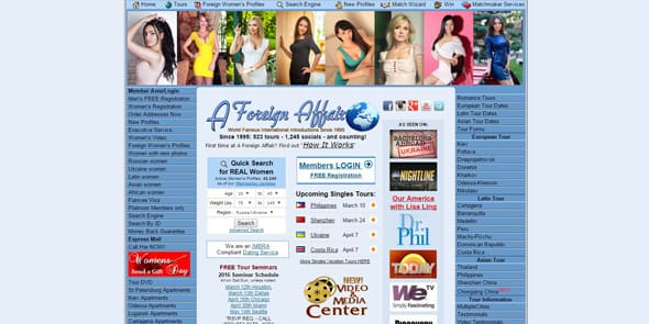 Screenshot of A Foreign Affair's website, loveme.com