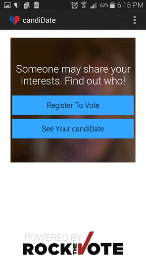 An image of the signup screen for the candiDate dating app