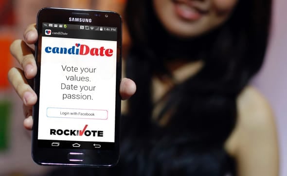 An image of the candiDate Dating App login screen