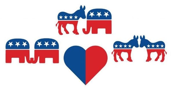 An image of the CandiDate heart with political party animals