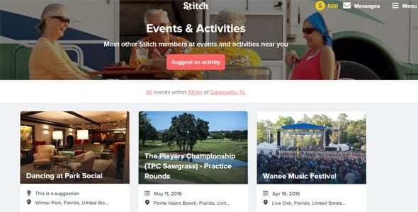 Screenshot of Stitch events