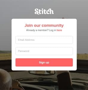 Stitch sign-up page