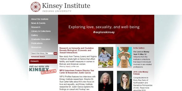 Screenshot The Kinsey Institute's homepage