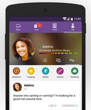 Screenshot of the MeetMe chat feature