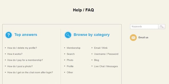 Screenshot of the MillionaireMatch FAQ page