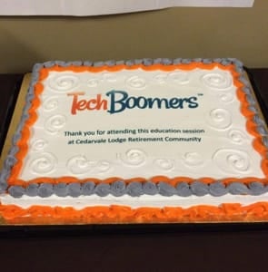 Photo of a TechBoomers celebratory cake