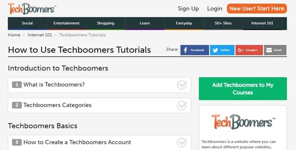 Screenshot of the how-to page on TechBoomers