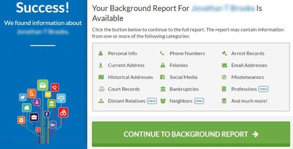 Screenshot of BeenVerified's background check page