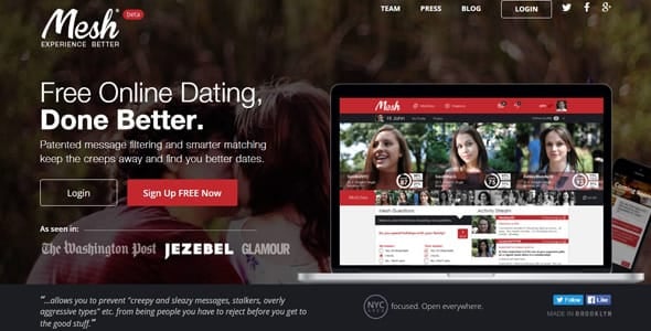 Screenshot of Mesh's homepage