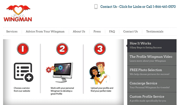 A screenshot of the Profile Wingman sign-up process A screenshot of the Profile Wingman sign-up process
