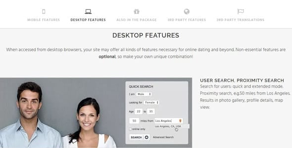 Screenshot of SkaDate's features page