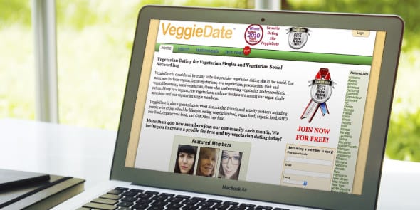 Image of the VeggieDate homepage