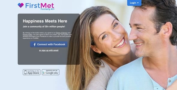 Screenshot of FirstMet's homepage