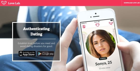 Screenshot of Love Lab's homepage