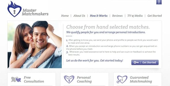 Screenshot of Master Matchmakers' webpage