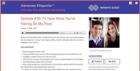 Screenshot of a podcast episode hosted by Lizzie and Dan