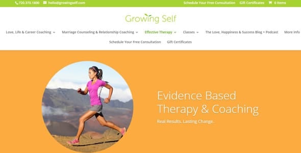 Screenshot of Growing Self's therapy page