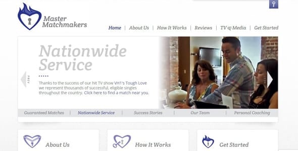 Screenshot of Master Matchmakers' homepage