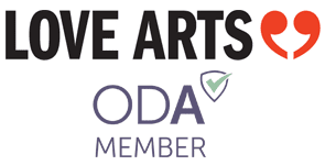 Photo of the Love Arts and ODA logos