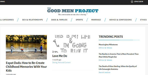 Screenshot of The Good Men Project homepage
