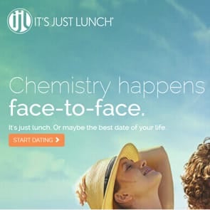 Screenshot of the It's Just Lunch homepage Screenshot of the It's Just Lunch homepage