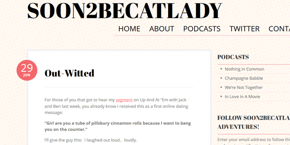 Screenshot of a Soon2BeCatLady blog post