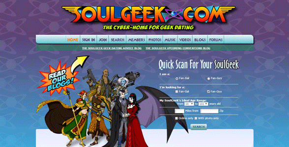 Screenshot of SoulGeek's homepage