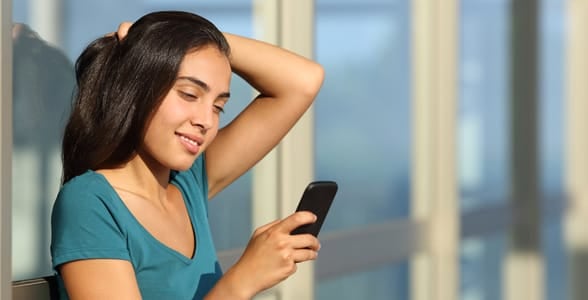 Picture of a girl flirting over text