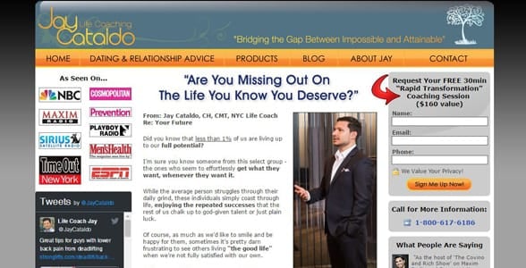 Screenshot of Jay Cataldo's website