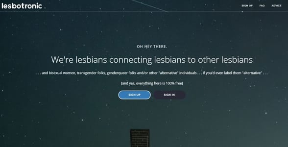 Screenshot of Lesbotronic's homepage