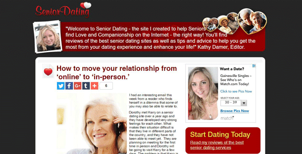 Screenshot of Senior-Dating.org homepage