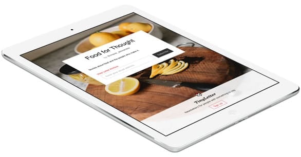 Screenshot of TinyLetter on an iPad