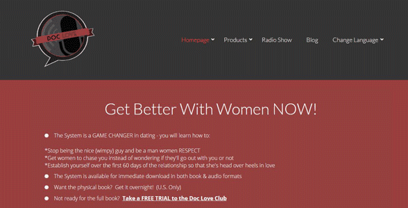 Screenshot of Doc Love's homepage